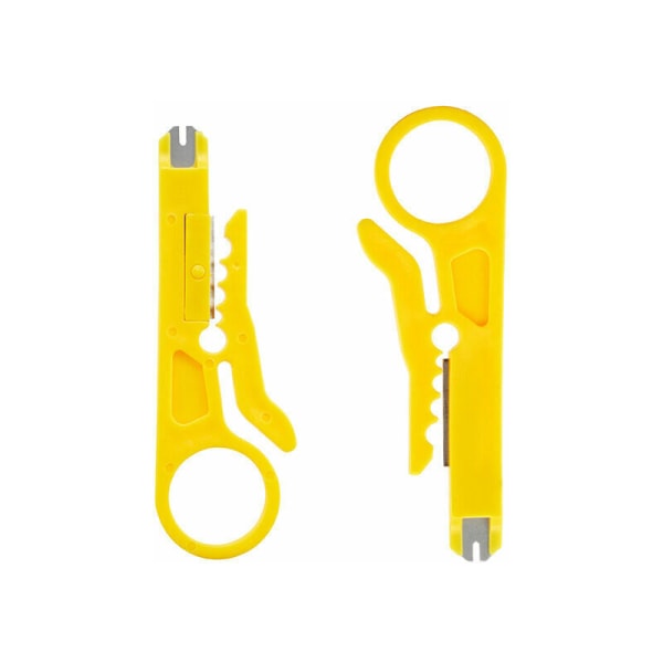 4 små gula avbitartänger, verktyg för kabelavbitning, telefonkablar, nätverkskabelknivar, små kort-/urtavleknivar