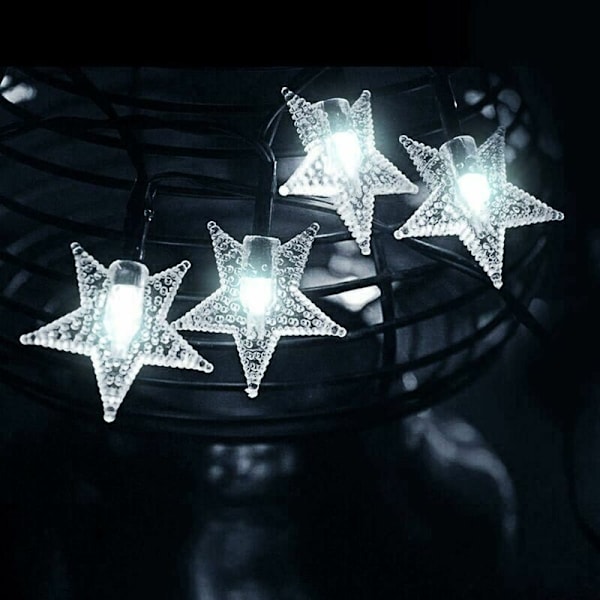 Udendørs Solcelledrevne Lysstreng 7M 50 LED Vandafvisende Stjerne Dekorative Julelys til Fest, Bryllup, Have, Butik, Hjem Udendørs (hvid)