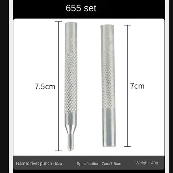 Sett med 11 stk 633/655/831/201 Base Nitter Snap-knapper Punchering Lær Snap-knapper