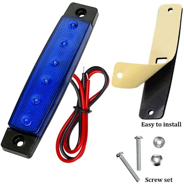 10X LED-stenljus, remsor, hjulhus, vattentäta 6 LED-bilar för , terräng, lastbil, husbil, blå