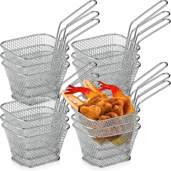 Friturekurv Pommes Frites Holder Puce Mini Kurv Madkurve til Servering Genanvendelig Friturekurv Frituregryde til