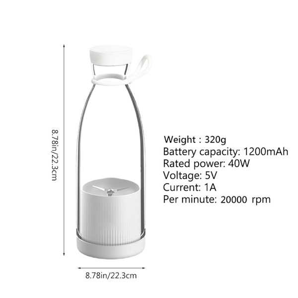 Bärbar mixer 300ML elektrisk juicepress fruktmixer USB uppladdningsbar smoothie minimiixer personlig juicepress, rosa