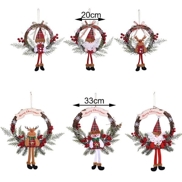 Kunstig julekrans for inngangsdør, vegg, vindu, gårdshusdekorasjon, snømann ()