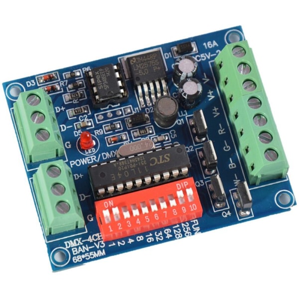 4CH DMX 512 LED Dekoder Controller 4-kanals DMX-4CH-BAN-V3 DC5V -24V Dimmer för Strip