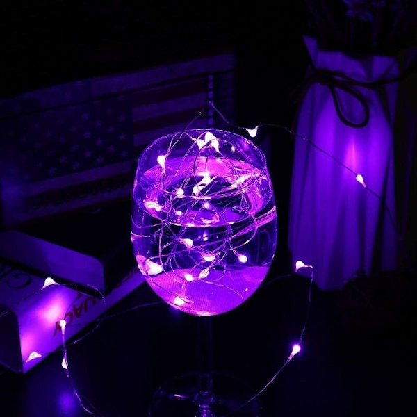 Polsträngslampor, 12-pack 2m 20 LED lila koppartrådssträngslampor för jul/sovrum/fest/dräkt/påskdekoration (stolpar ingår ej)-