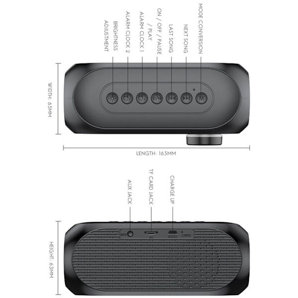 Sovrumsväckarklocka med färgad nattlampa, dubbelt alarm, dimmer, sovtimer, FM-radio Vit