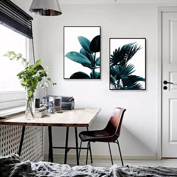 2 st/set GRÖN PLANTA Canvas Art Print Vägg Affisch Väggbilder Väggkonst Målning för Sovrum Vardagsrum Dekoration Ram ingår ej 21cm30cm