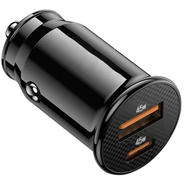 Mini USB-billaddare USB C-billaddare 4.0 45W 5A Typ PD-billaddare för telefon (Blank svart)