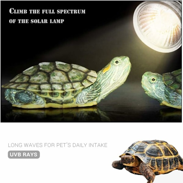 Reptillampe Skildpaddelampe Akvariumvarmer Lys 25W UVA UVB med Lang Base 360° Rotation til Reptiler og Amfibier [Energiklasse A+]