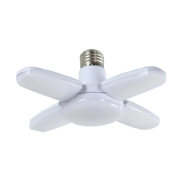 2-pack LED-garagebelysning, 60W E27 2700K-3000K Deformerbar verkstadslampa med 4 justerbara paneler, LED-taklampa för garage, lager, verkstad, källare