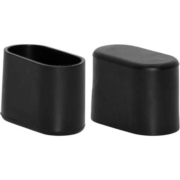 Pakke med 100 ovale endestykker for plaststolbein, harde, stive PP 25 x 50 mm (1\" x 2\"), svart