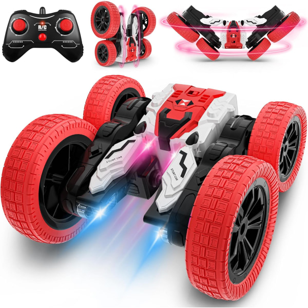 Dubbelsidig RC-bil, presenter till elektriska leksaksbilar för all terräng (röd)