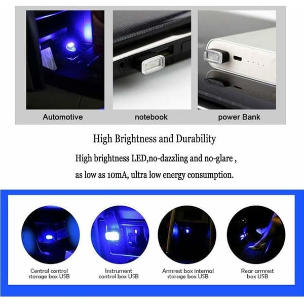 Bil USB-lys - 6 stk. Bilindvendigt Ambientelys Mini Universal Trådløs USB LED-lys - Flere farver,