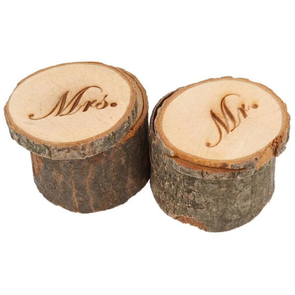 2 stk. Mr og Shabby Chic Rustik Bryllupsring Pudeholder Trækasse