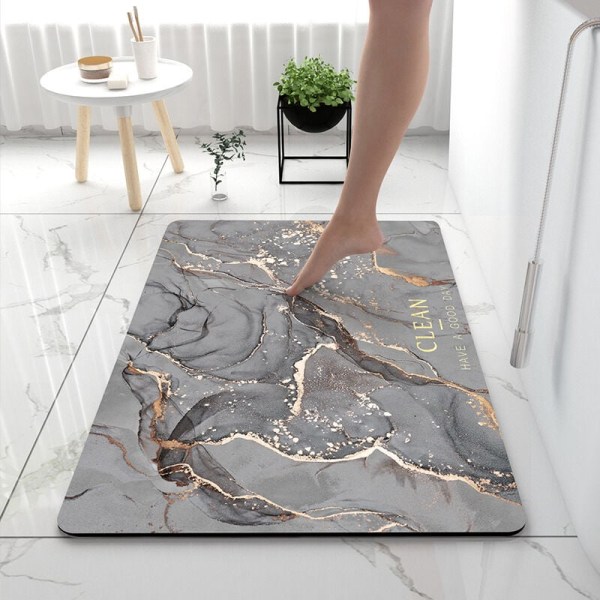 Skridsikker bademåtte, absorberende gulvmåtte 60 x 90 cm blød og behagelig brusebadsmåtte, diatomit bademåtte til badekar, køkken, stue og badeværelse