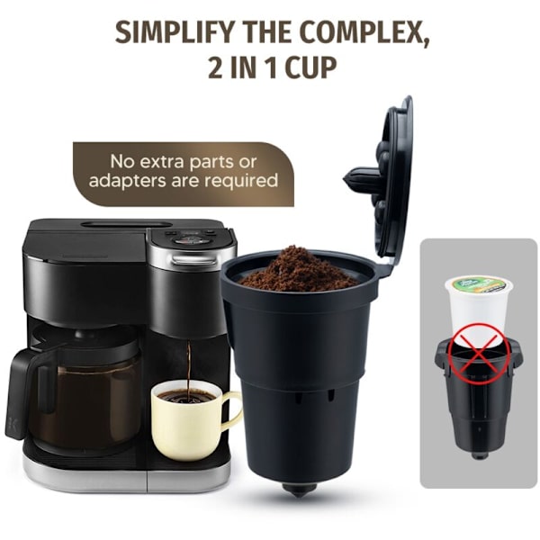 6 stk. Påfyllbare Kaffe Filter Kopper Gjenbrukbare Kaffe Pods Fylt Kapsel Kompatibel med 1.0 K Cup Kaffe Maskiner