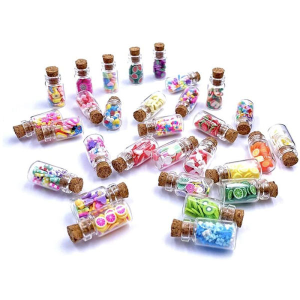 30 stk. 1:12 Dukkehuss Mini Madglas Glasflaske Dukkehuss Køkken Dekoration Mini Frugt Simulation Slik Snack Model