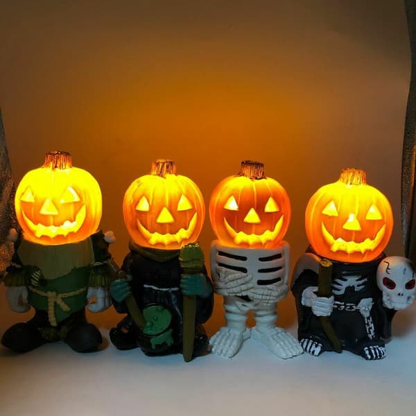 Halloween lysande pumpariddarstaty, Halloween pumpariddarstaty, pumpariddarstaty Halloween dekorativ staty