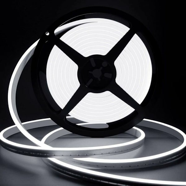 LED-remsa 10M, 12V 6000K Neonvit Dimbar Ljusstark LED-remsa, IP65 Vattentät Silikon Klippbar Flexibel Neonbelysning för Sovrum, Kök, Dekoration