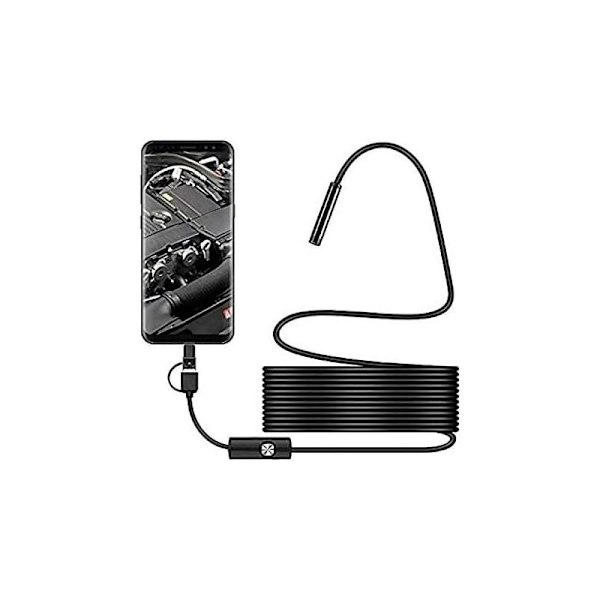 USB Slangeinspeksjonskamera, 2.0 MP IP67 Vanntett USB C Endoskop, Type C Kamera med 8 Justerbare LED-lys for Android, PC