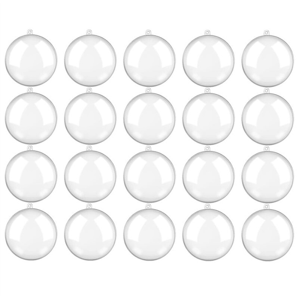 20 st transparenta plastfyllbara julgranskulor, transparenta kulor för julfest, 8 cm