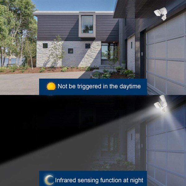 Turvallisuusvalo, säädettävä liikeilmaisimella varustettu tulvavalo IP65 vedenkestävä, ulkoilma-liikesensorivalo autotalliin, pihalle