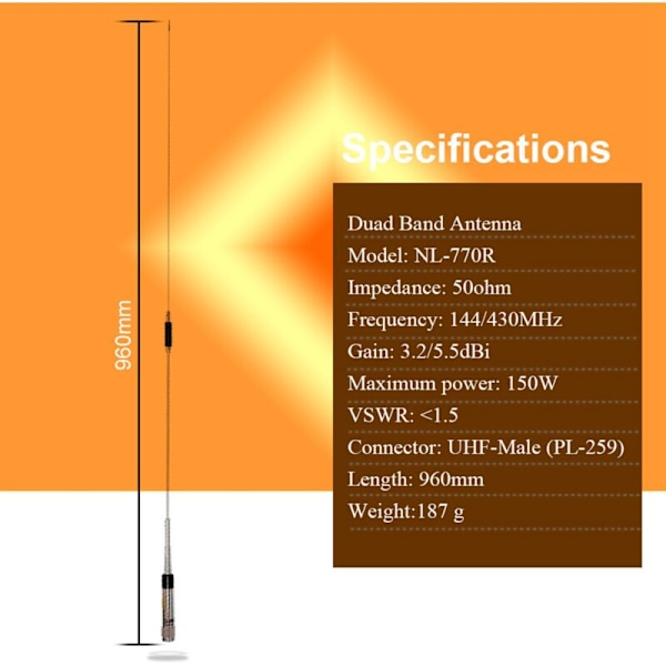 3X Høyforsterkningsbilantenne for NL-770R