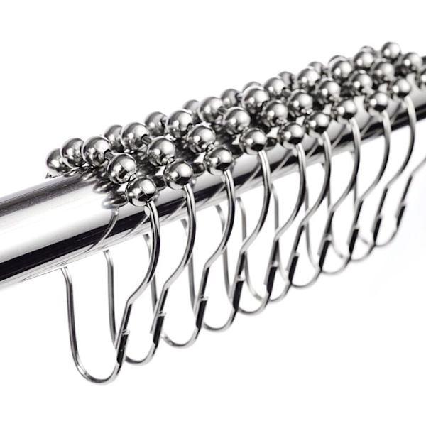Duschdraperiringar i kromat rostfritt stål, 12-pack LangRay