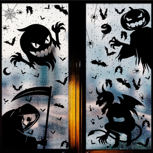 66 kpl Halloween-ikkunatarrat, Käännettävät Spooky Irrotettavat Ikkunan Tarrat, Painajainen ennen joulua Pumpkin Window Tarrat (4 count)