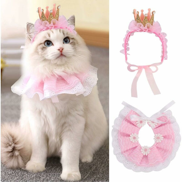 Hundbandana med hatt för katt och liten hund, rosa