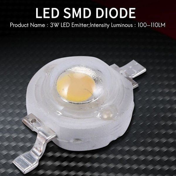 10 st High 2 Pin 3W Varmvit LED Emitter Pärlor 100-110Lm