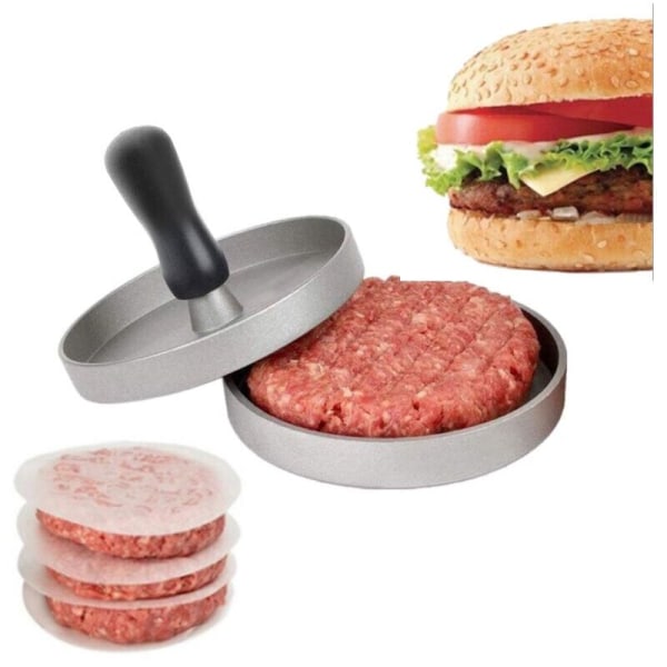 Hamburgerpresse - Hakket biffpresse 12cm - Burgerapparat for kjøttdeigkjøkken - Avtagbar bunn - Grill Grillpanne