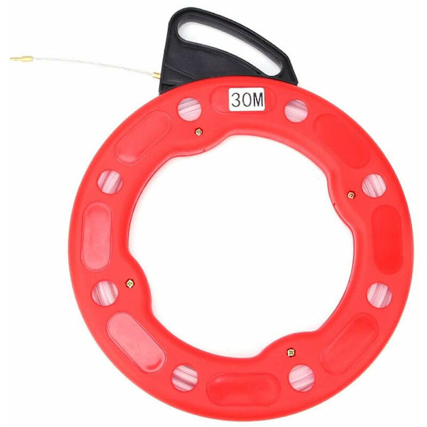 4,0 mm 30M Rød Nylon Fjærhode Trådtrekker Gjennom Vegg Kabel Glassfiber Nylon, 30 Meter/98,4 Fot