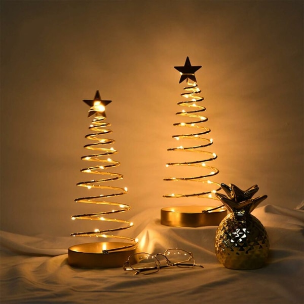 Joulukuusirautataide, valaiseva kodinsisustuspöytä joulukuusi, luova koristepuu led-valoilla