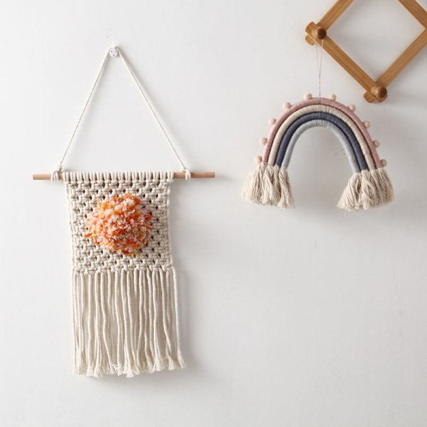 Macrame Vägg Hängande Söta Macrame Semester Dekorationer Boho Konst Vävd Dekor för Barnkammare Lägenhet Sovrum