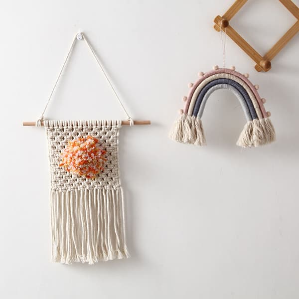 Makrame veggdekorasjon søte makrame julepynt Boho kunst vevd dekor for barnehage leilighet soverom