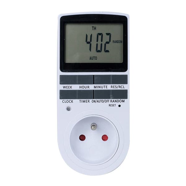 Digital programmerbar stikkontakt, daglig/ukentlig digital timer, elektrisk stikkontaktprogrammerer med LCD-skjerm og anti-tyveri tilfeldig modus, energisparing, 16