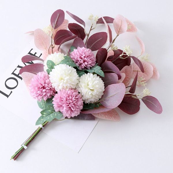 Kunstig Brudebruser Bryllupsbuket Kunstige Blomster Falsk Bold Chrysanthemum Buket DIY Falsk Blomst D