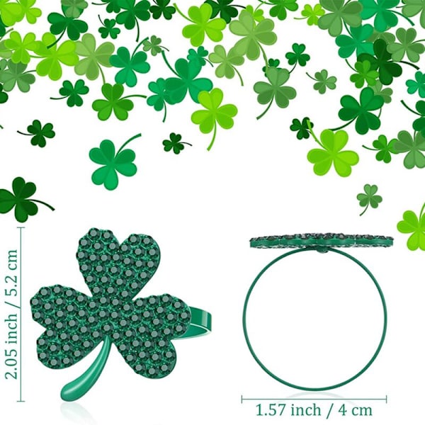 6 st Clover Servett Ringar med Strass Servett Ringar för Alla Hjärtans Dag Bröllop Fest Bord Dekoration, Etc.