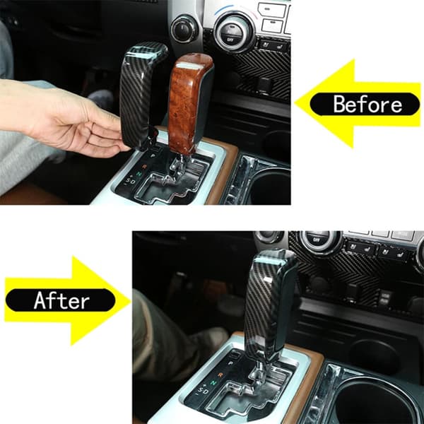 Fiber Center Console Gear Shift Head Cover Trim for - 2014-2021