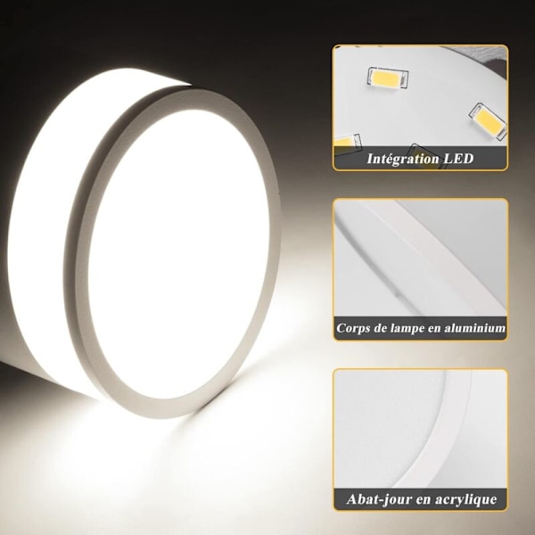 Spotlight Utvändiga Tak 2st Vit Rund LED Vit Neutral Taklampa Aluminium 12W Ø110mm 230V 4000K för Hall Sovrum Matrum Kök