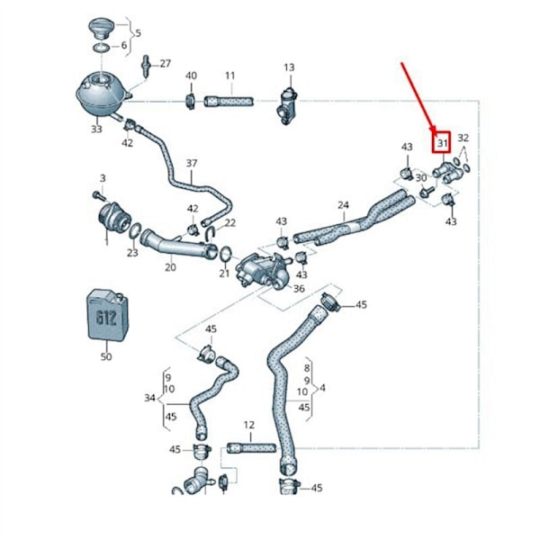 Kølevæskeslange til bil 6Q0-121-065N til 2006-2023 A1 2010-2018 Radiator Intern Adapter 6Q0121065N