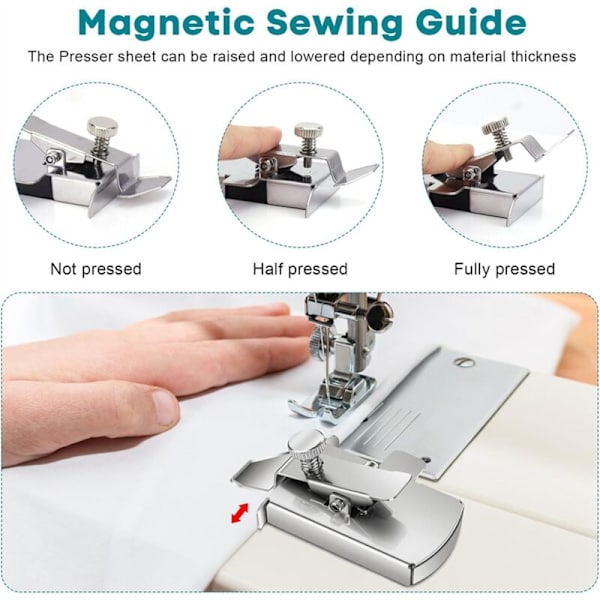 2-pak Multifunktionelt Magnetisk Syguide Kit, Syguide, Universal Trykfod Guide til Symaskine