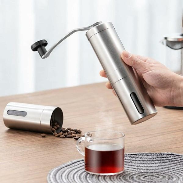 Håndsveiv Kaffemaskin Rustfritt Stål Manuell Kaffekvern med Keramisk Sliping Justerbar Avtakbar og Vaskbar Håndkvern, Egnet for Ho