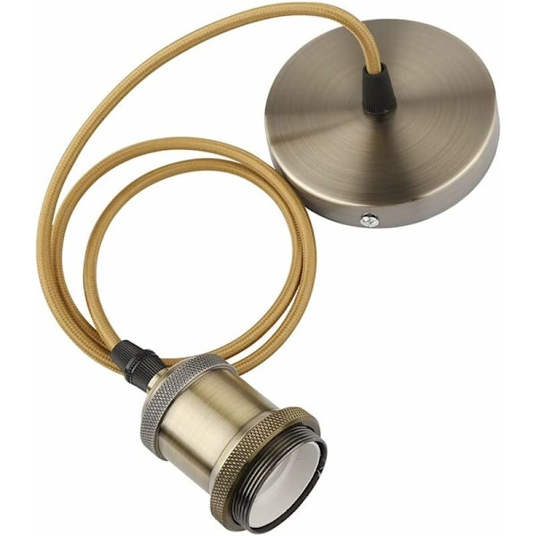 E27 Sokkel - Gammel stil hengelampe - Retro vintage pendellampe - Flettet kabel - Bronse