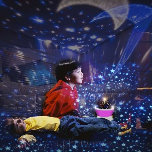 Flere farger 360 graders rotasjon Stjerneprojektor Nattlys for barn-lilla