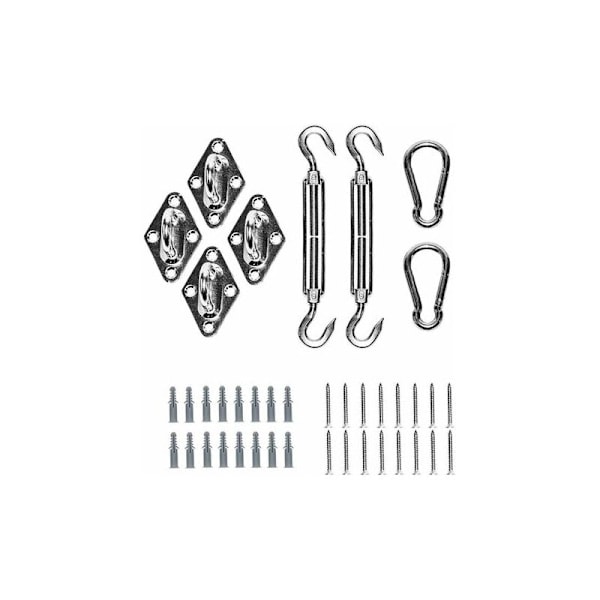 Skygge Seil Festesett - 304 Rustfritt Stål Skygge Seil Hardware Kit, Trekant Skygge Stoff, Kvadrat