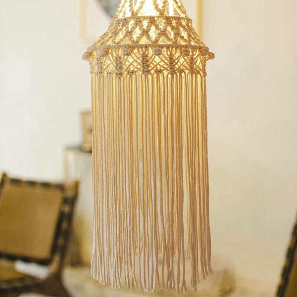 Macrame-lampskärm hängande pendellampa lock modern kontor sovrum plantskola sovsal bohemisk inredning