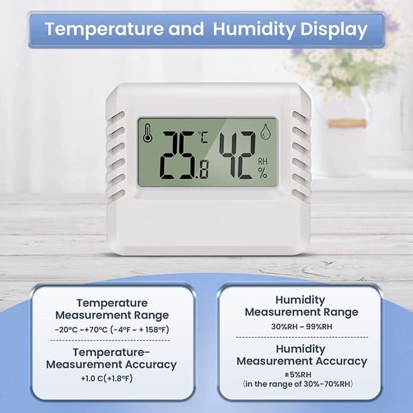 LCD Digital Termometer för inomhusbruk Mini Termometer Hygrometer Fuktighetsmätare för vardagsrum Vit