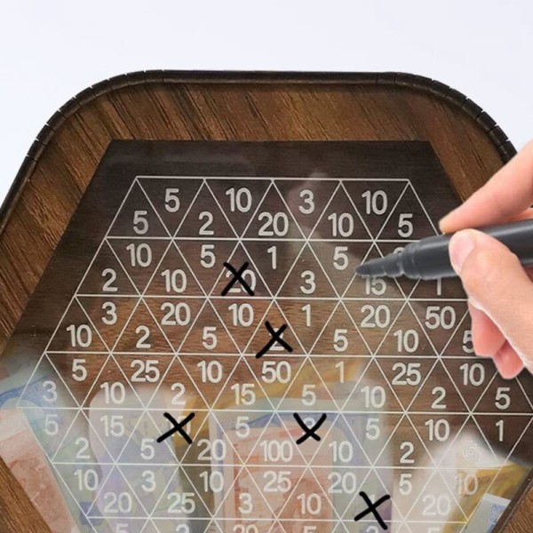 2 st sparbössor 6 polygoner vuxen pengasäker bank för kontantbesparing med nummerdiagram för semesterbröllopsutbildningsfond